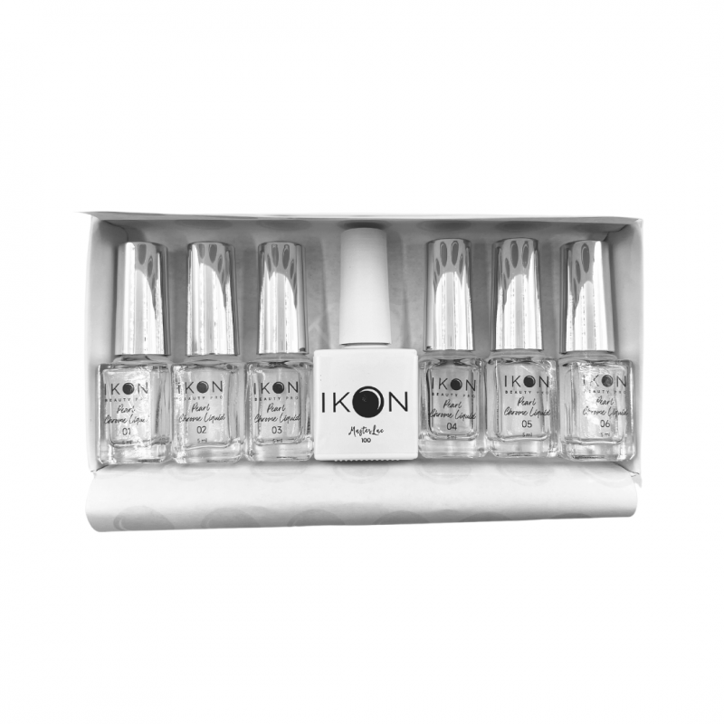 Collezione 6 Polveri Liquide Nail Art - Pearl Chrome Liquid Collection Kit